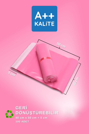 Renkli Pembe Kargo Poşeti 80 Mikron 40 x 50 Cm + 5 Cm