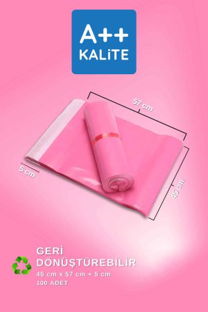 Renkli Pembe Kargo Poşeti 80 Mikron 45 x 57 Cm + 5 Cm